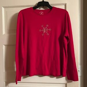 White Stag Tee size Large (12/14) red with snowflake (bling) very comfortable